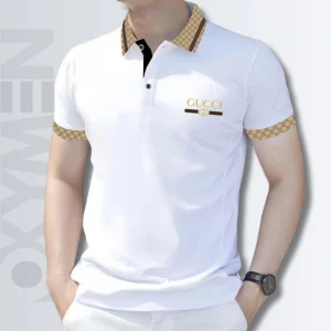White Gold Color Polo Shirt For Men