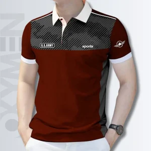 Rosewood & Grey Color Polo Shirt For Men