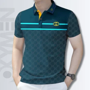 Midnight Green And Cyan Color Polo Shirt For Men