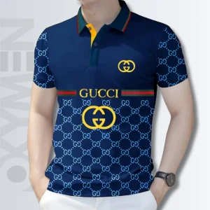 Cool Blue Color Geometric Polo Shirt For Men